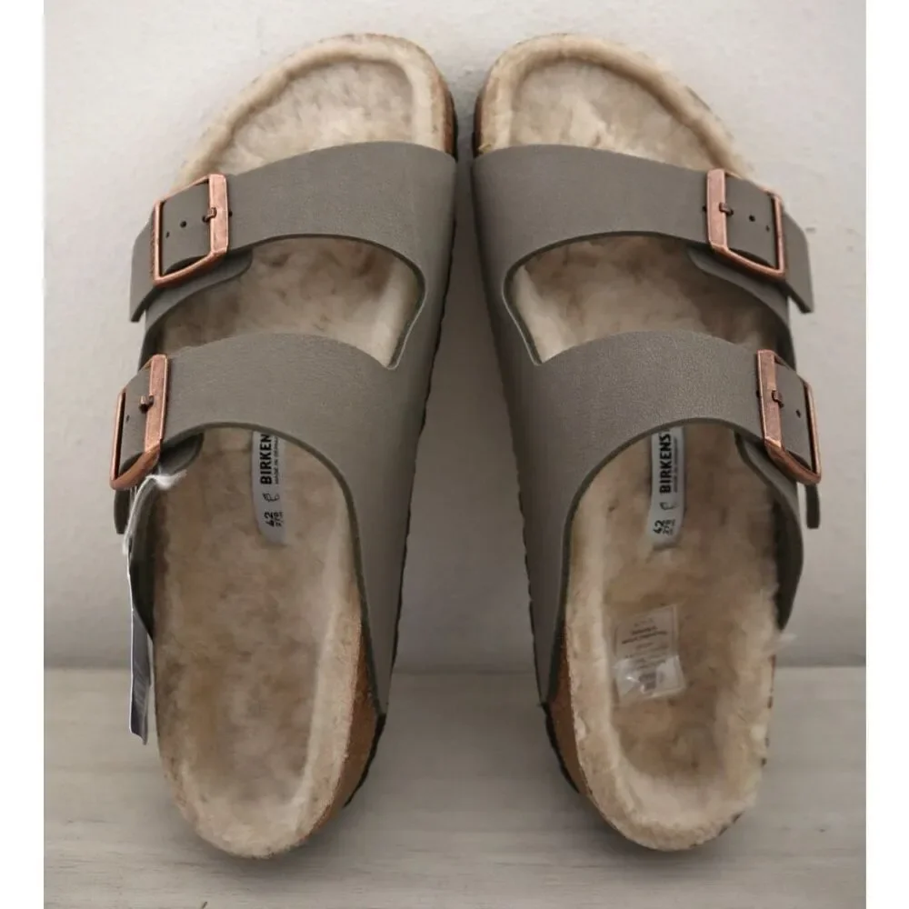 Birkenstock WMN Sz EUR 42 US 11 Green Arizona Shearling-Lined Slide Sandals - Picture 13 of 13